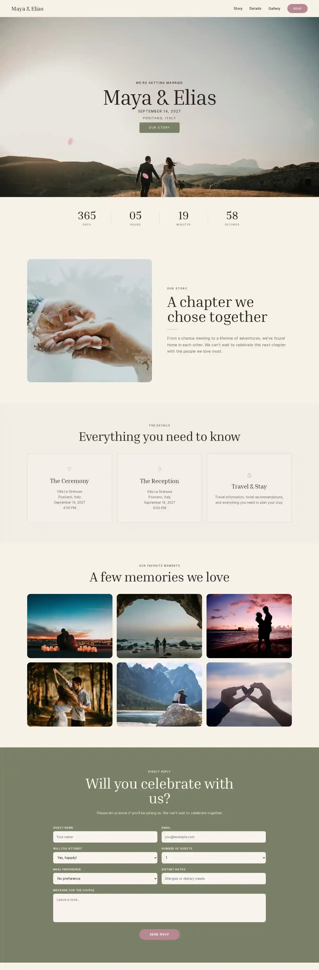 Vow and Bloom home page on desktop