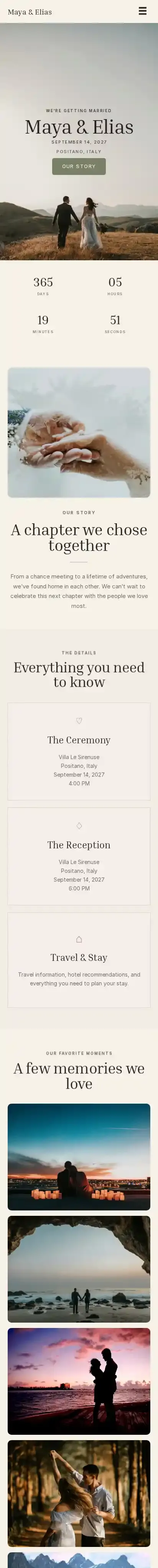 Vow and Bloom home page on mobile