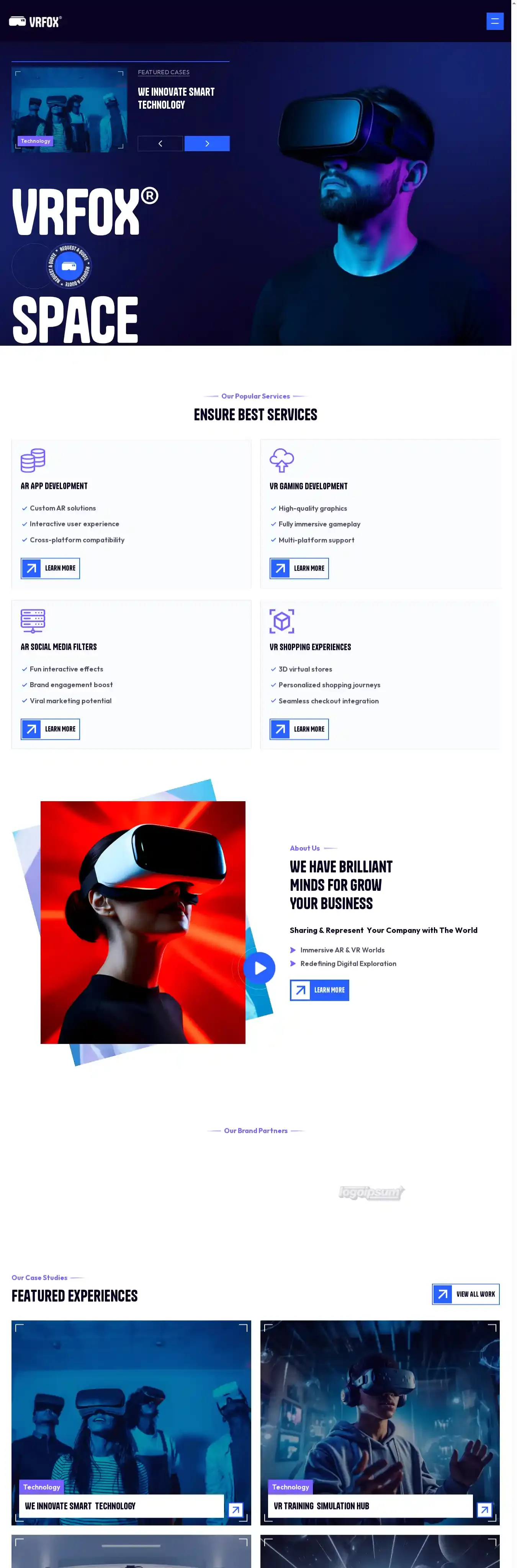 VRFOX home page on desktop