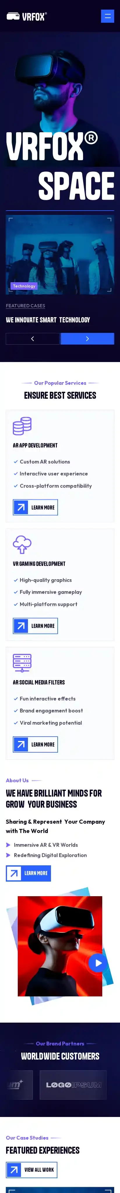 VRFOX home page on mobile