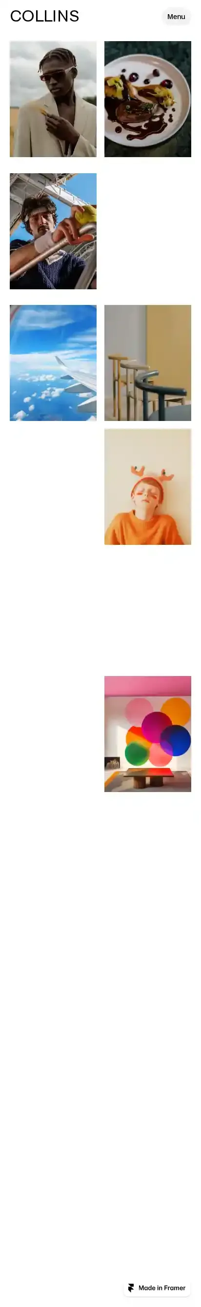 CollinsPhoto home page on mobile