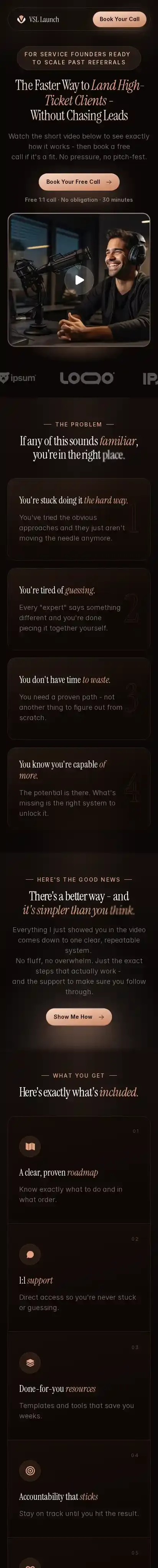 VSL Launch home page on mobile