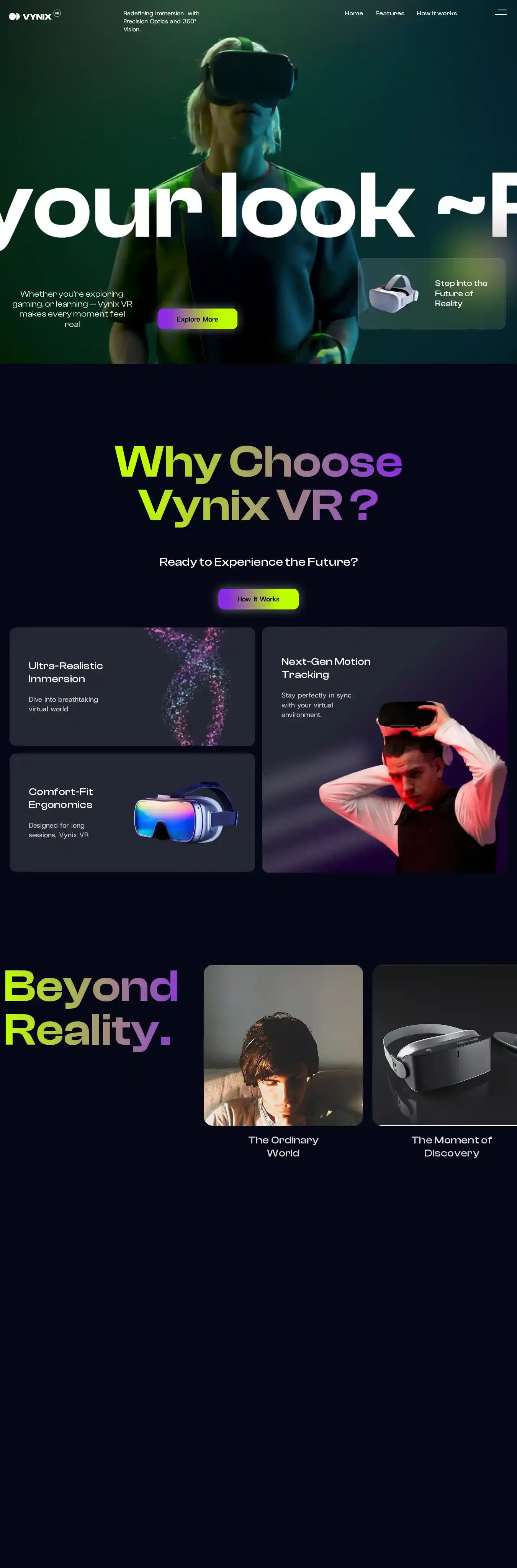 Vynax home page on desktop