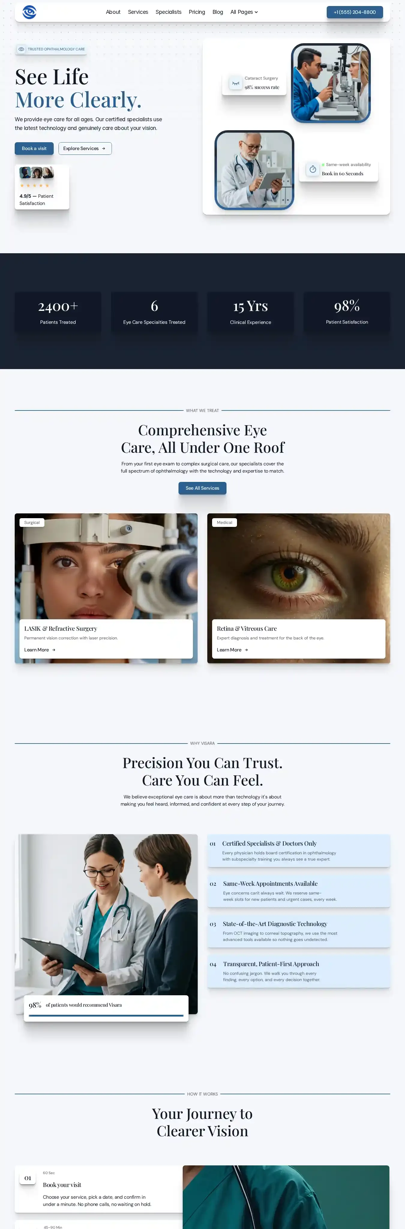 Vysara® home page on desktop