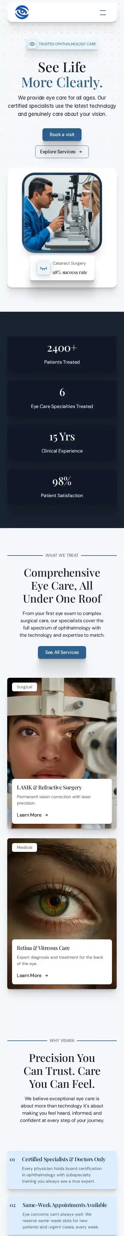 Vysara® home page on mobile