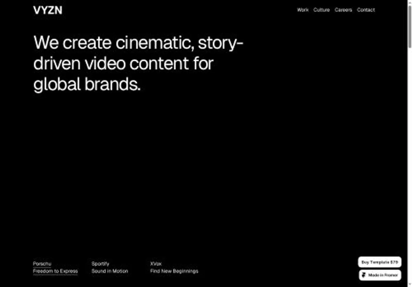 VYZN home page on desktop