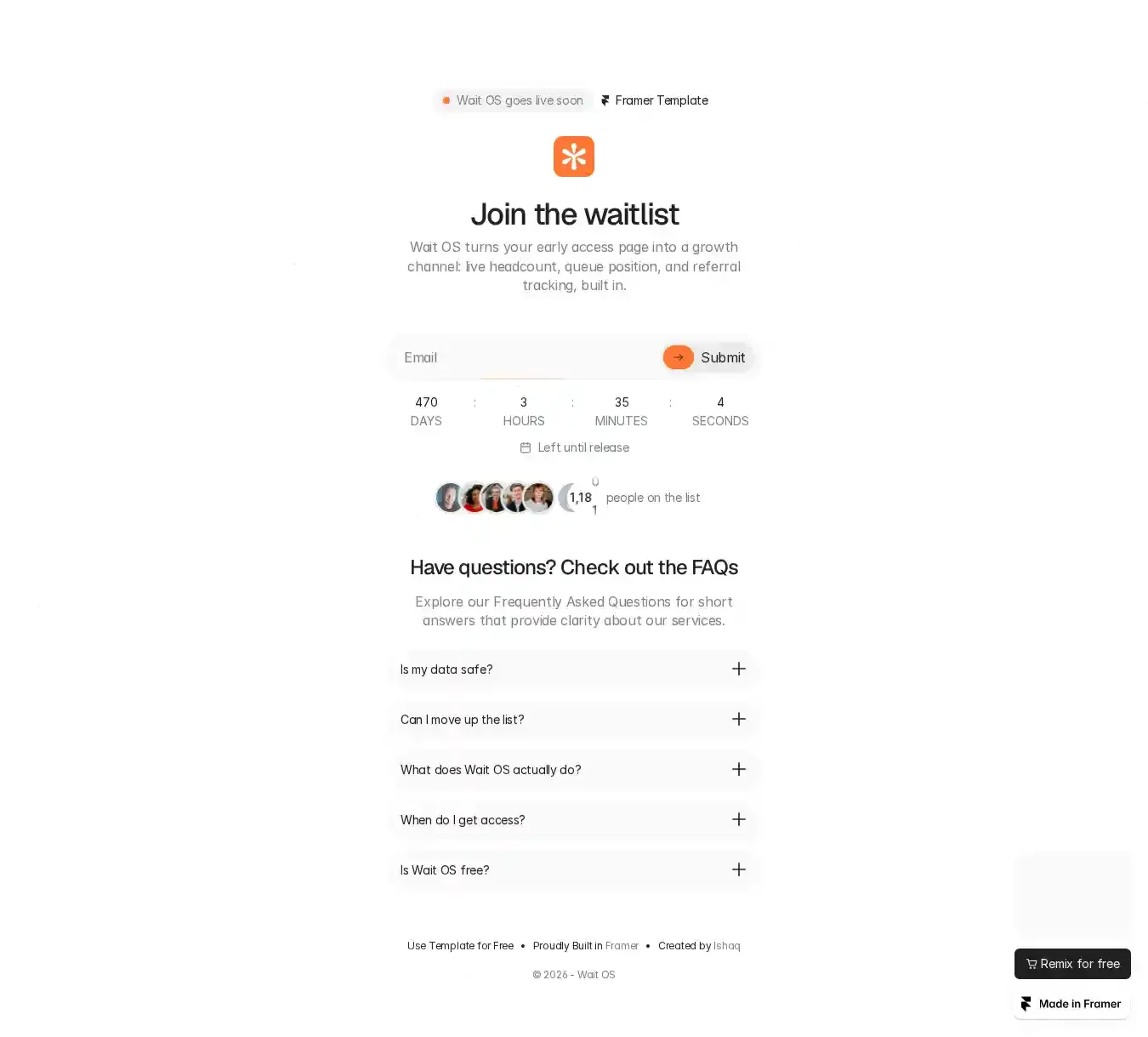 Wait OS home page on desktop