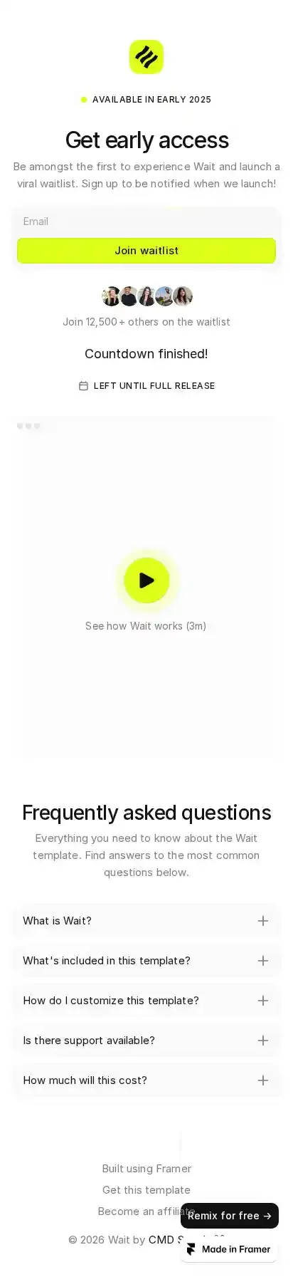 Wait home page on mobile