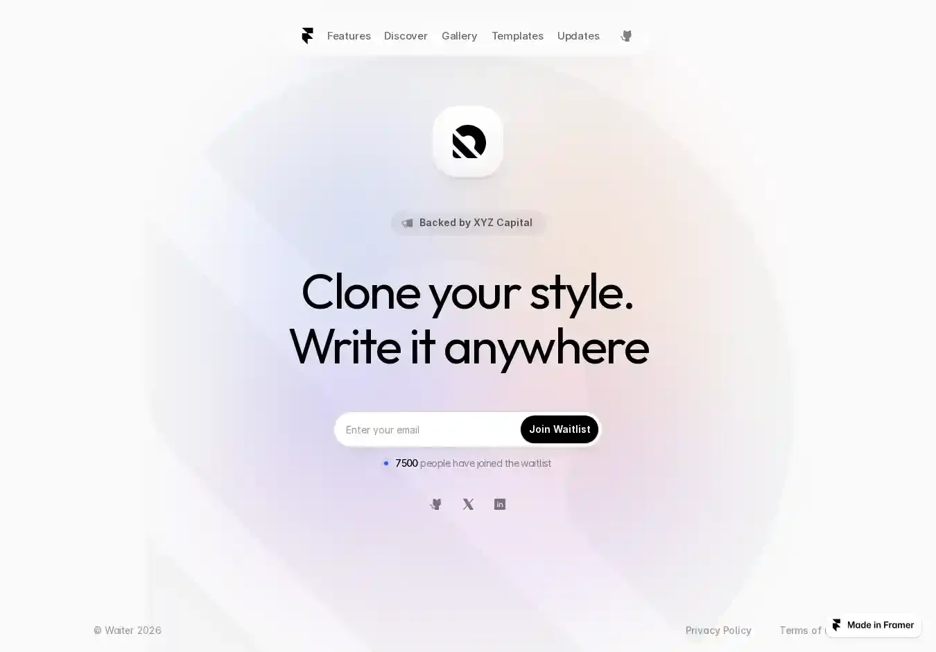 Waiter App home page on desktop