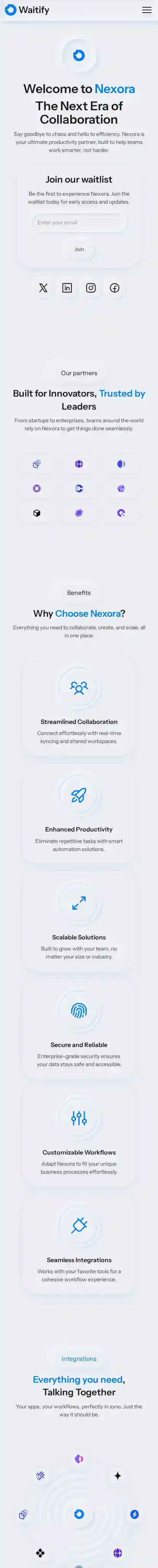 Waitify home page on mobile