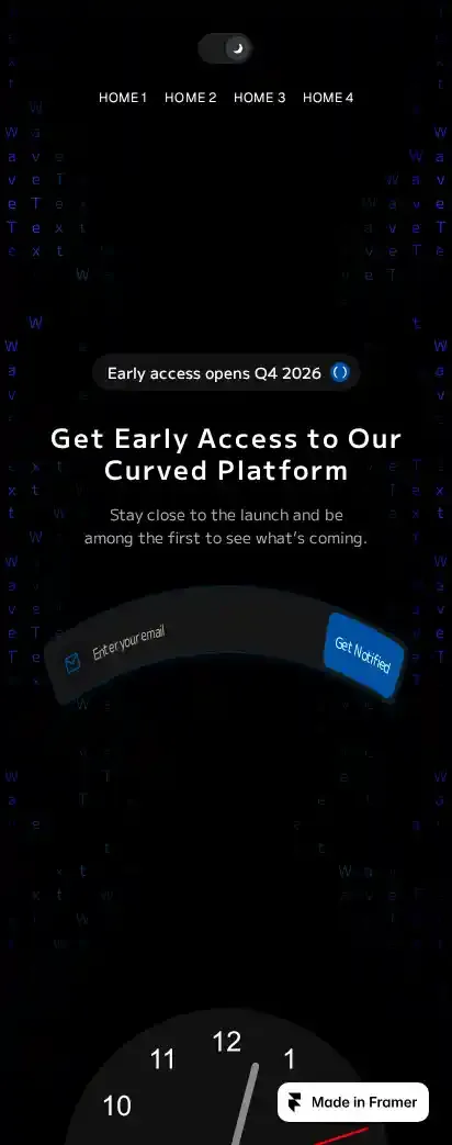 Waitlist Arc Curved home page on mobile