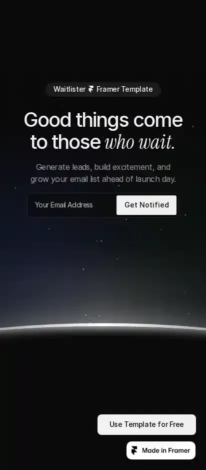 Waitlister home page on mobile