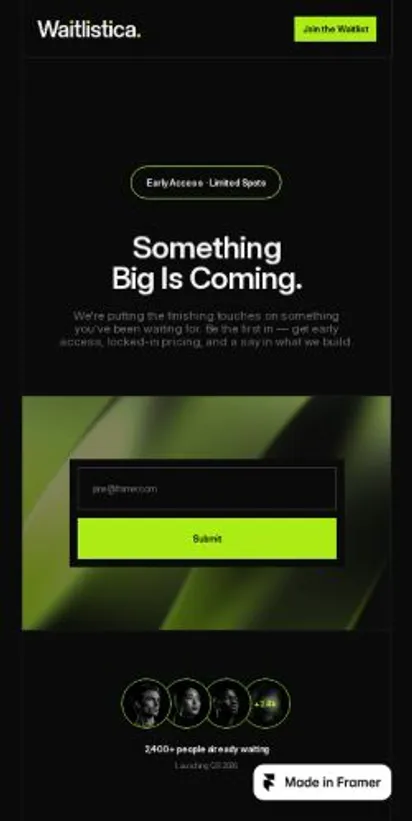 Waitlistica home page on mobile