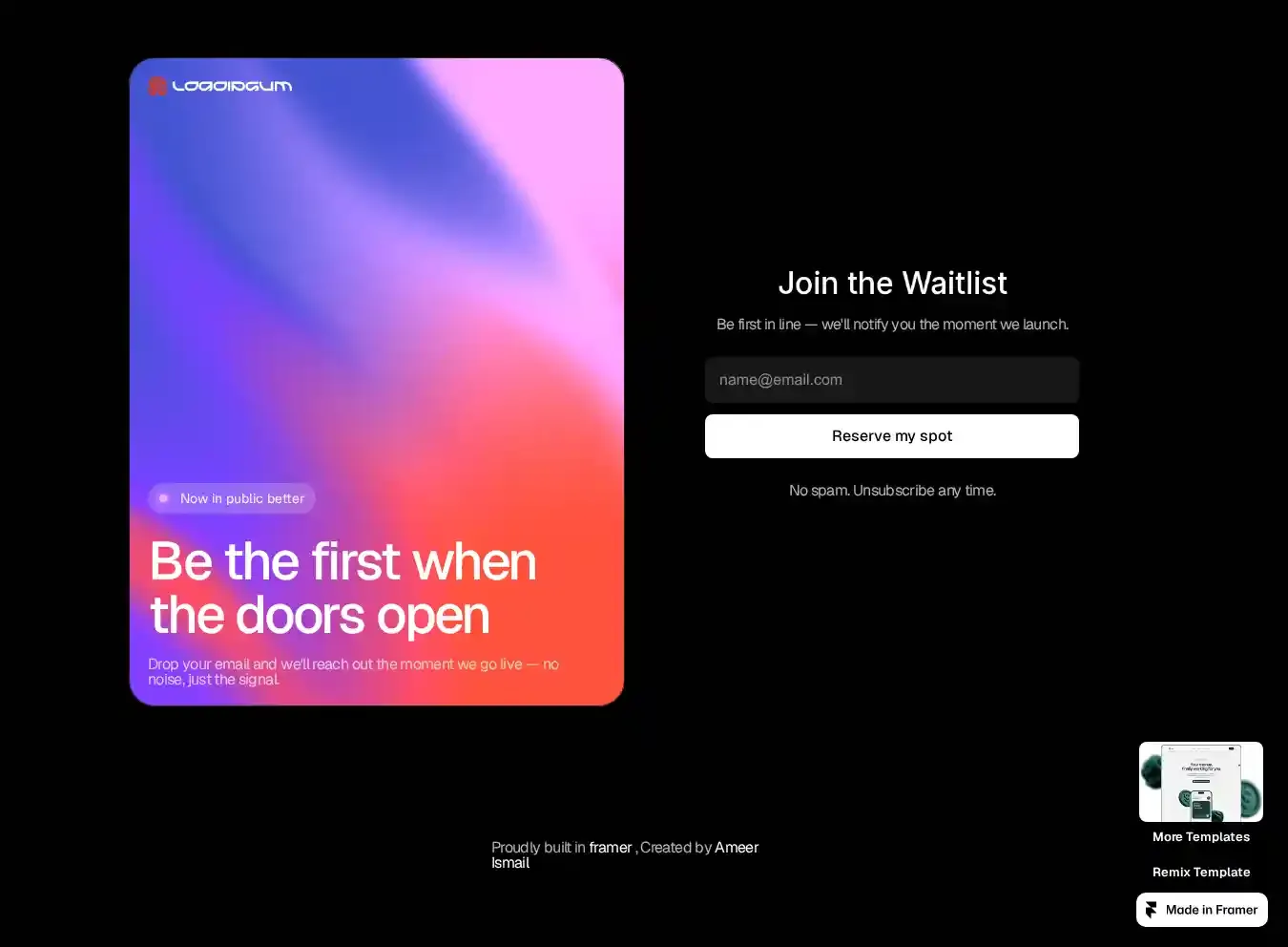 waitlisting home page on desktop