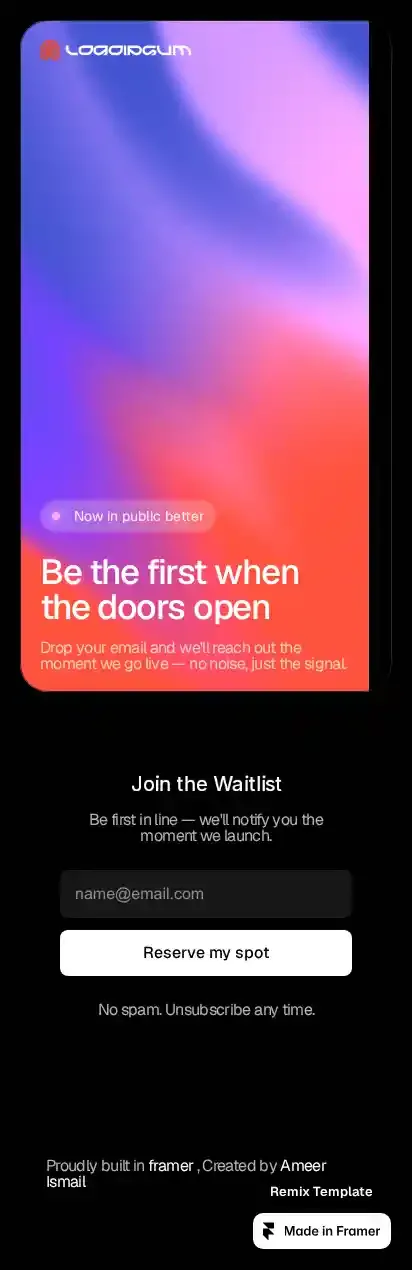 waitlisting home page on mobile