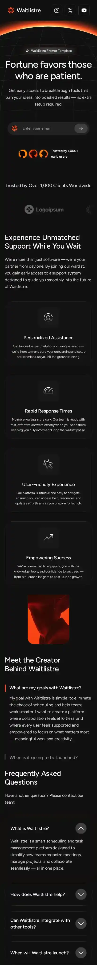 Waitlistres home page on mobile