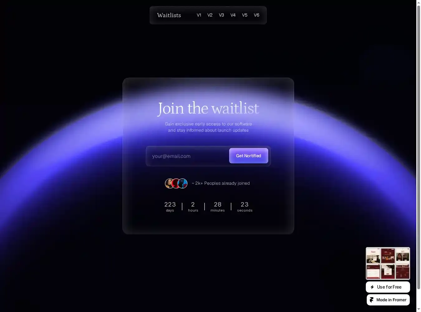 Waitlists home page on desktop