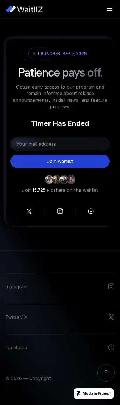 Waitlistz home page on mobile