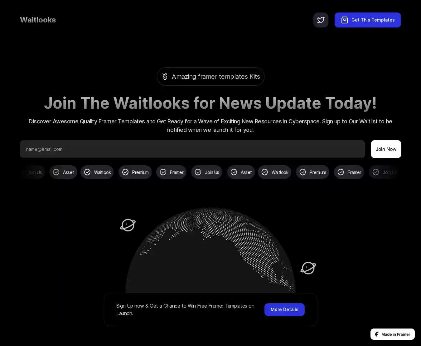 Waitlooks home page on desktop