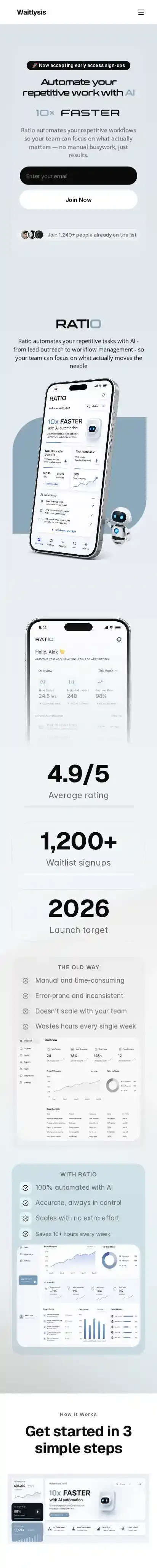 Waitlysis home page on mobile