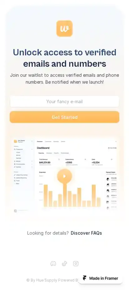 Waity home page on mobile
