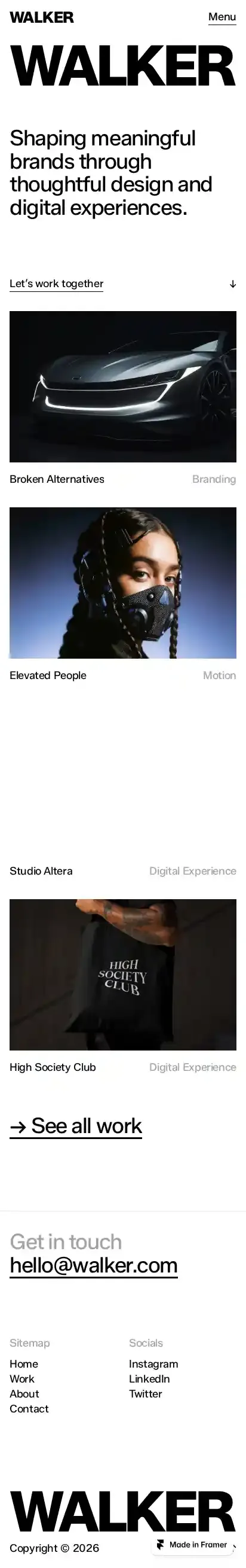 Walker home page on mobile