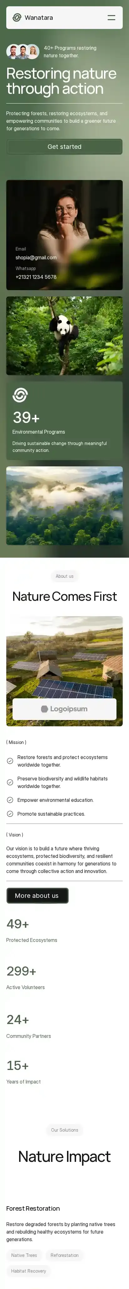 Wanantara home page on mobile