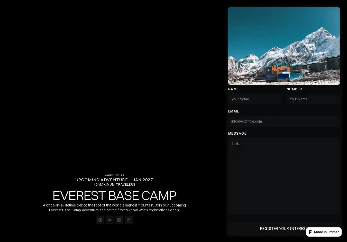 WANDERPEAK home page on desktop