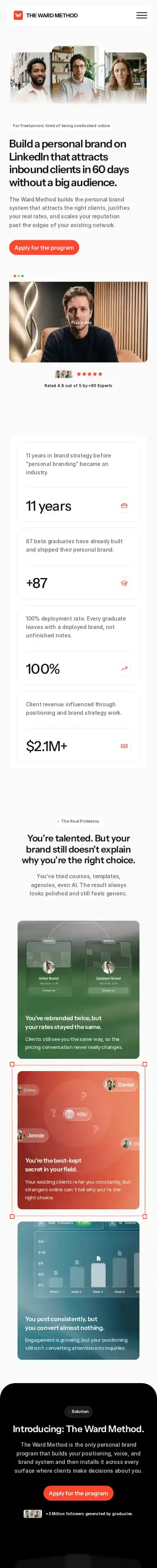 Ward Method home page on mobile