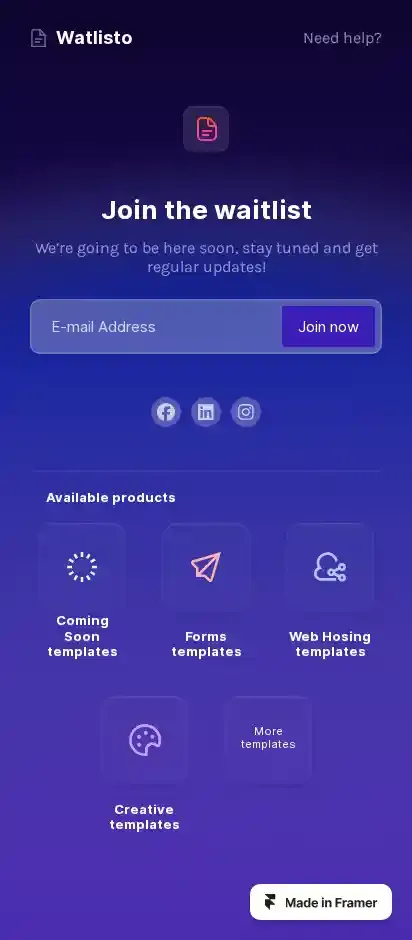 Watlisto home page on mobile