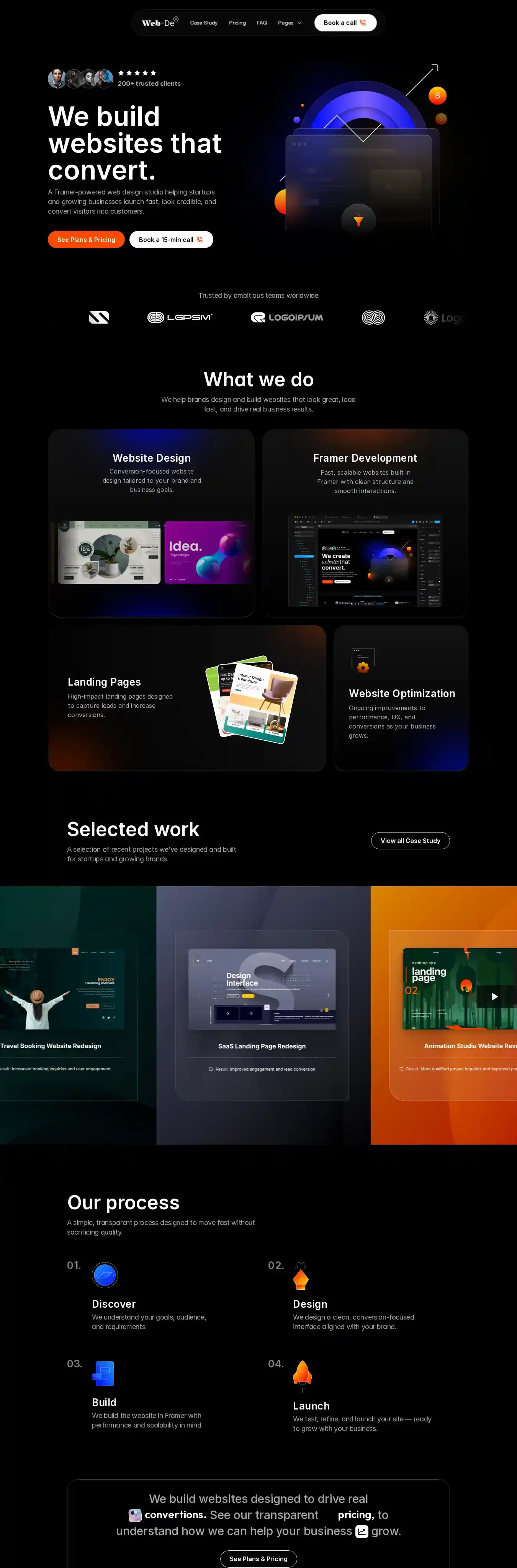 Web-De home page on desktop