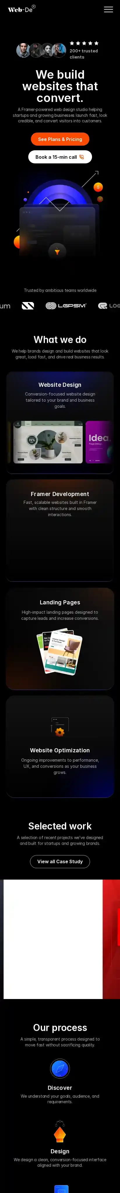 Web-De home page on mobile