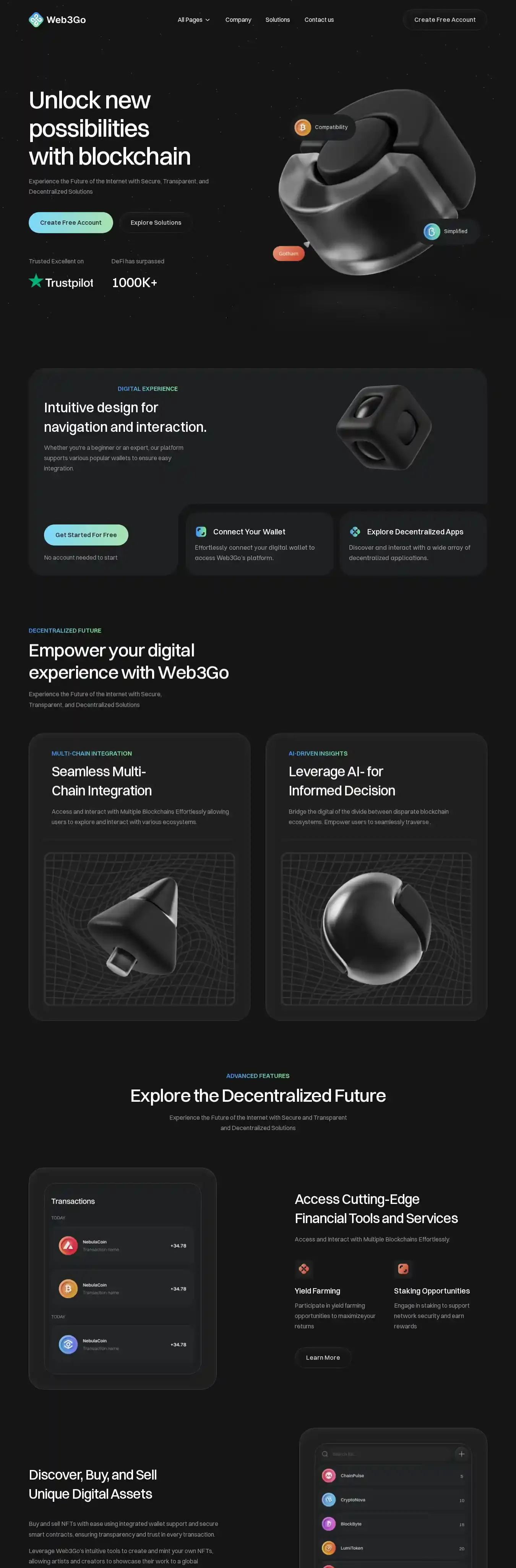 Web3Go home page on desktop