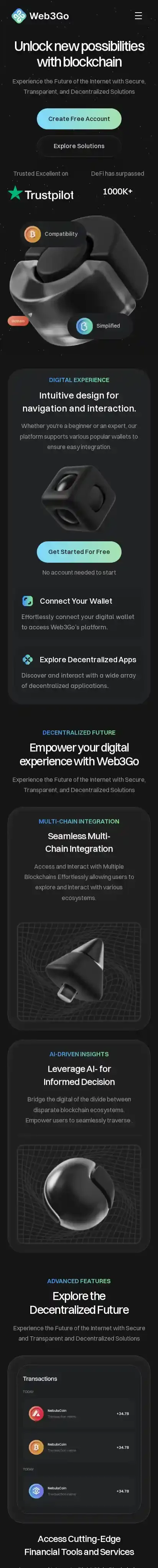 Web3Go home page on mobile