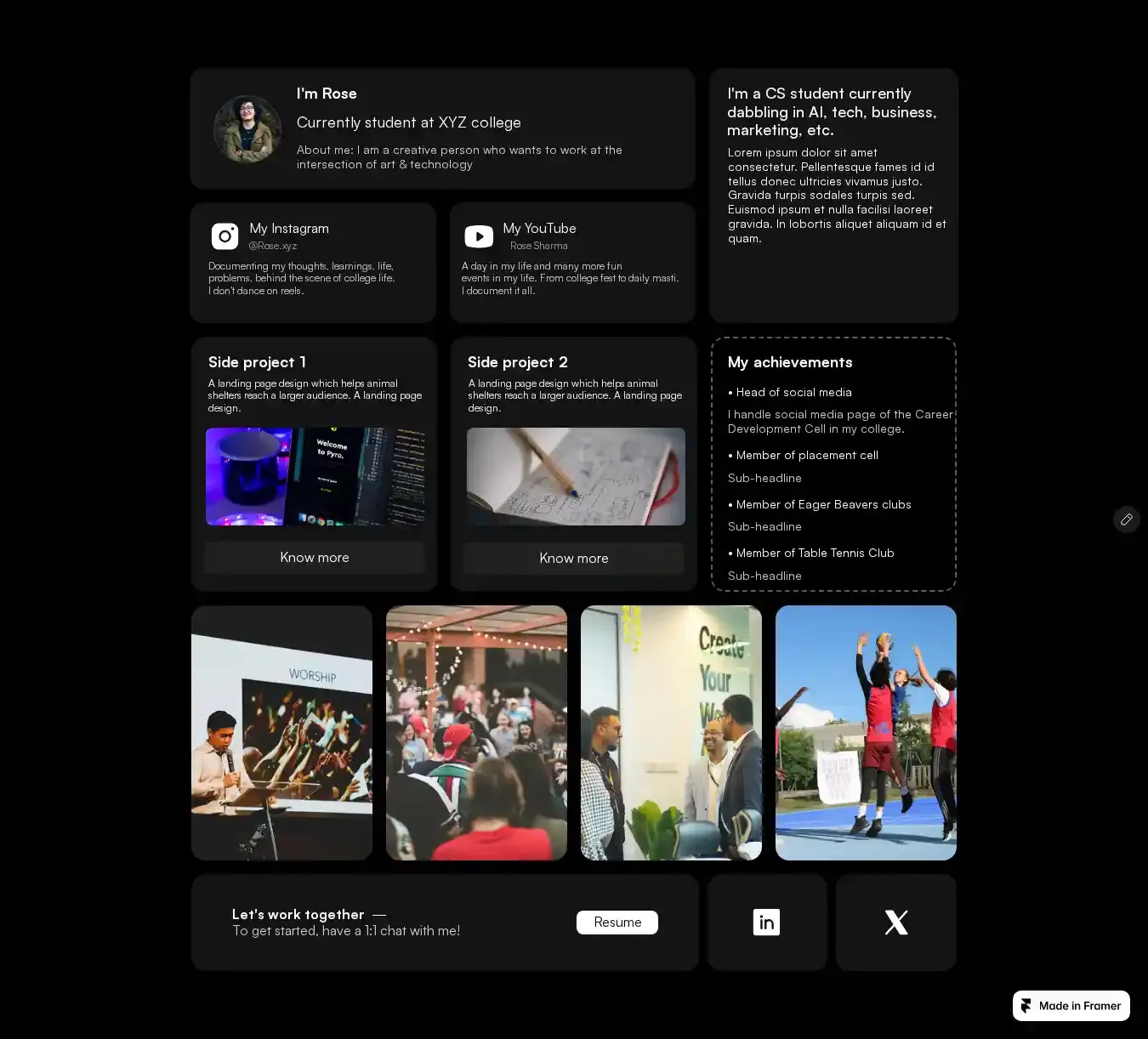 Website for students home page on desktop