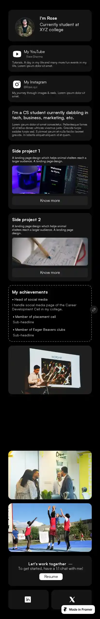 Website for students home page on mobile