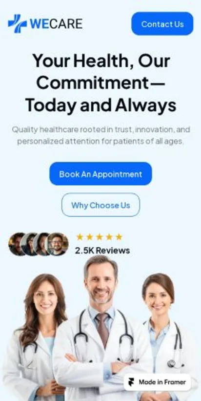 WeCare home page on mobile