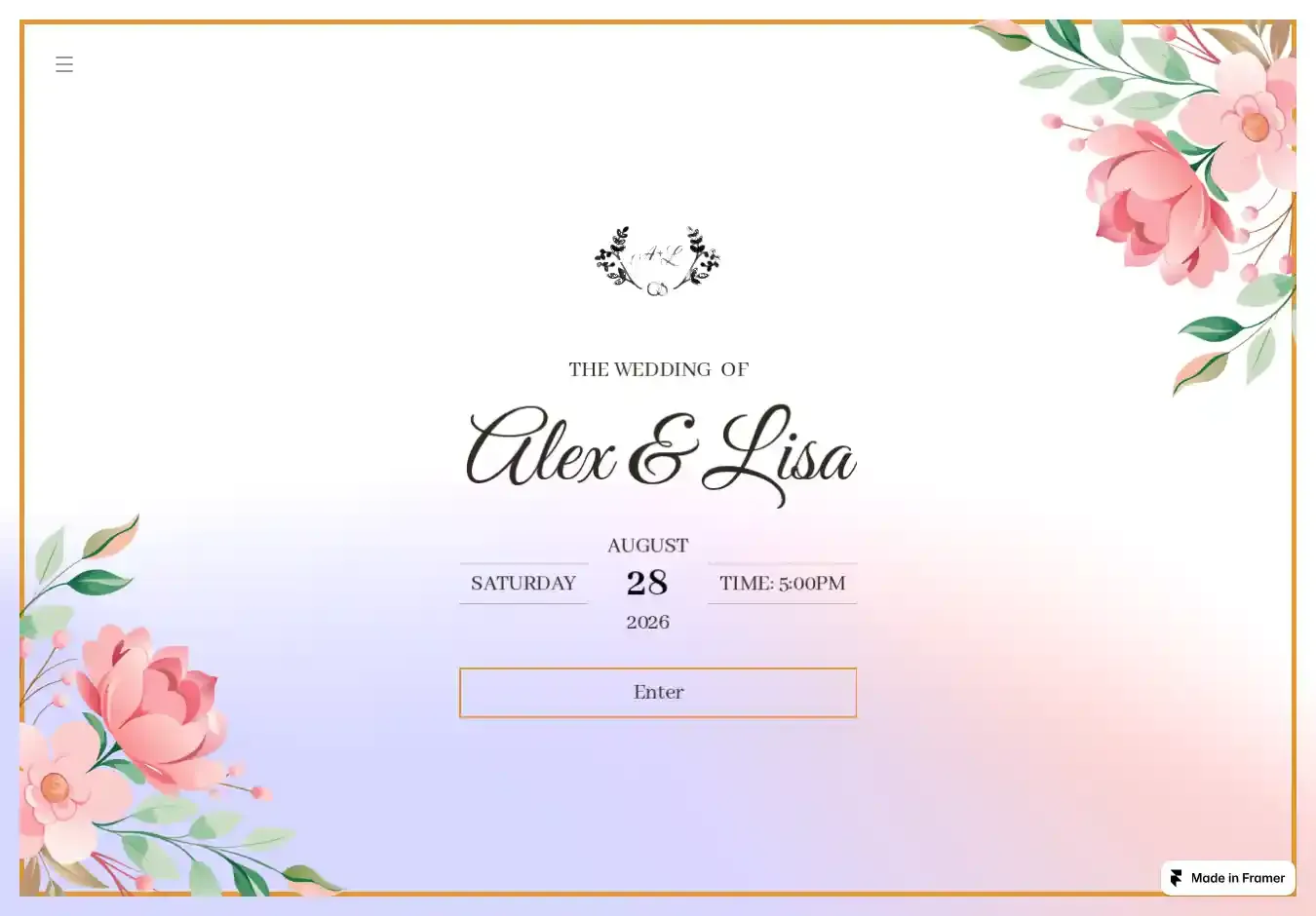 Weddcard home page on desktop