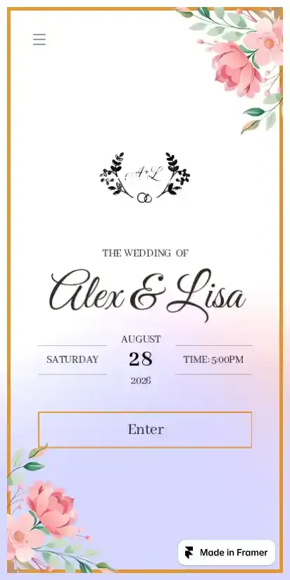 Weddcard home page on mobile