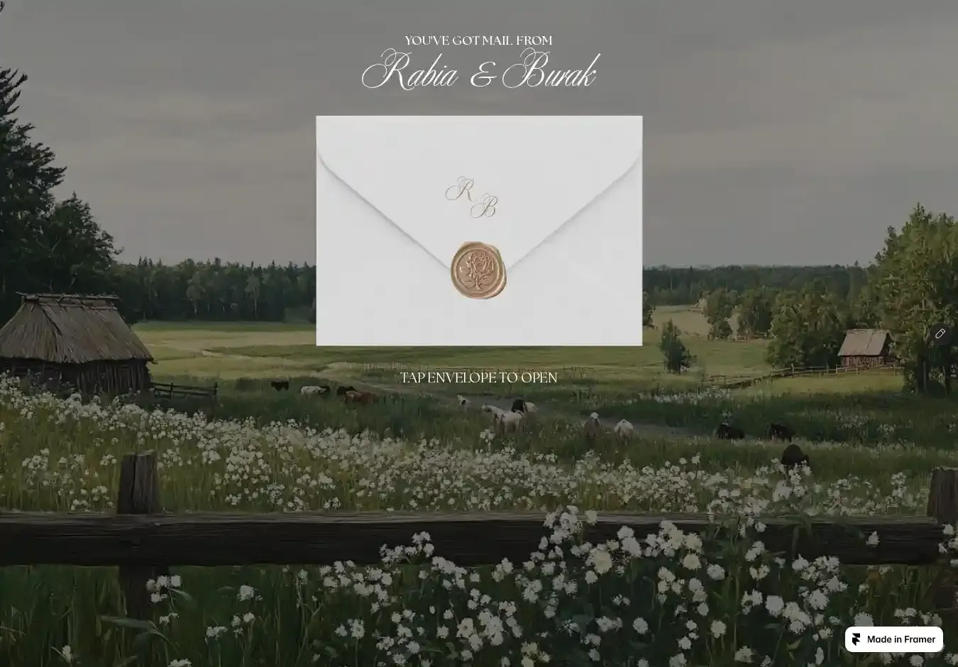Weddings RSVP home page on desktop