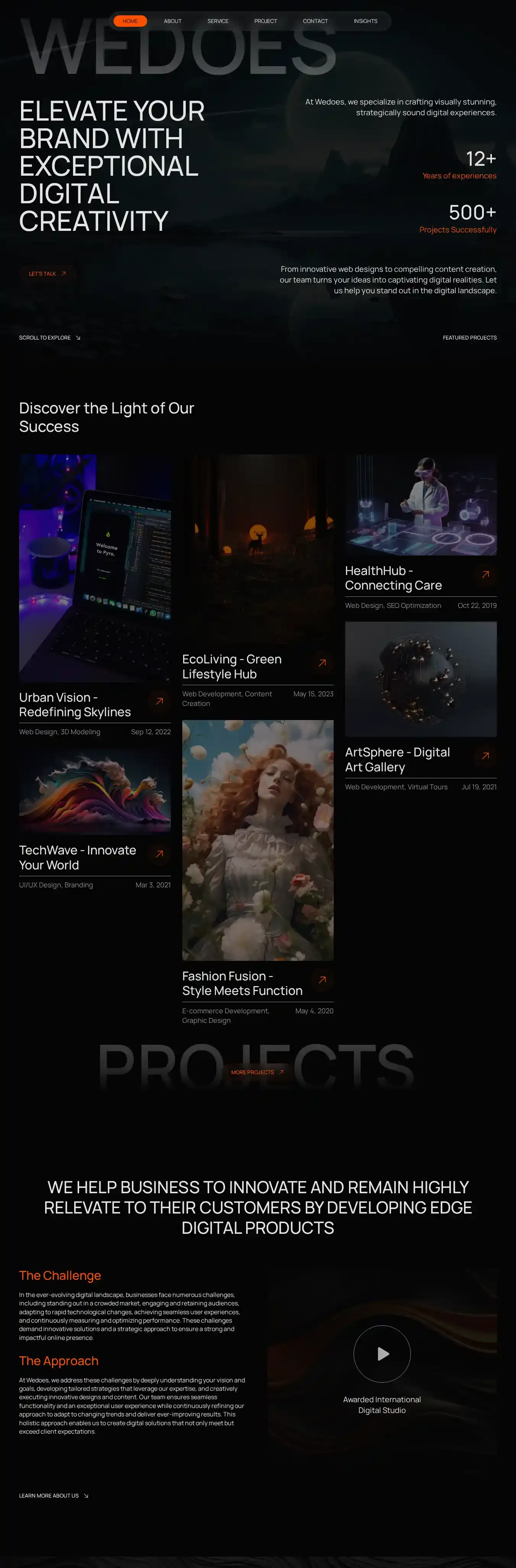 WeDoes home page on desktop