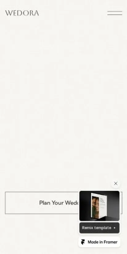 Wedora home page on mobile
