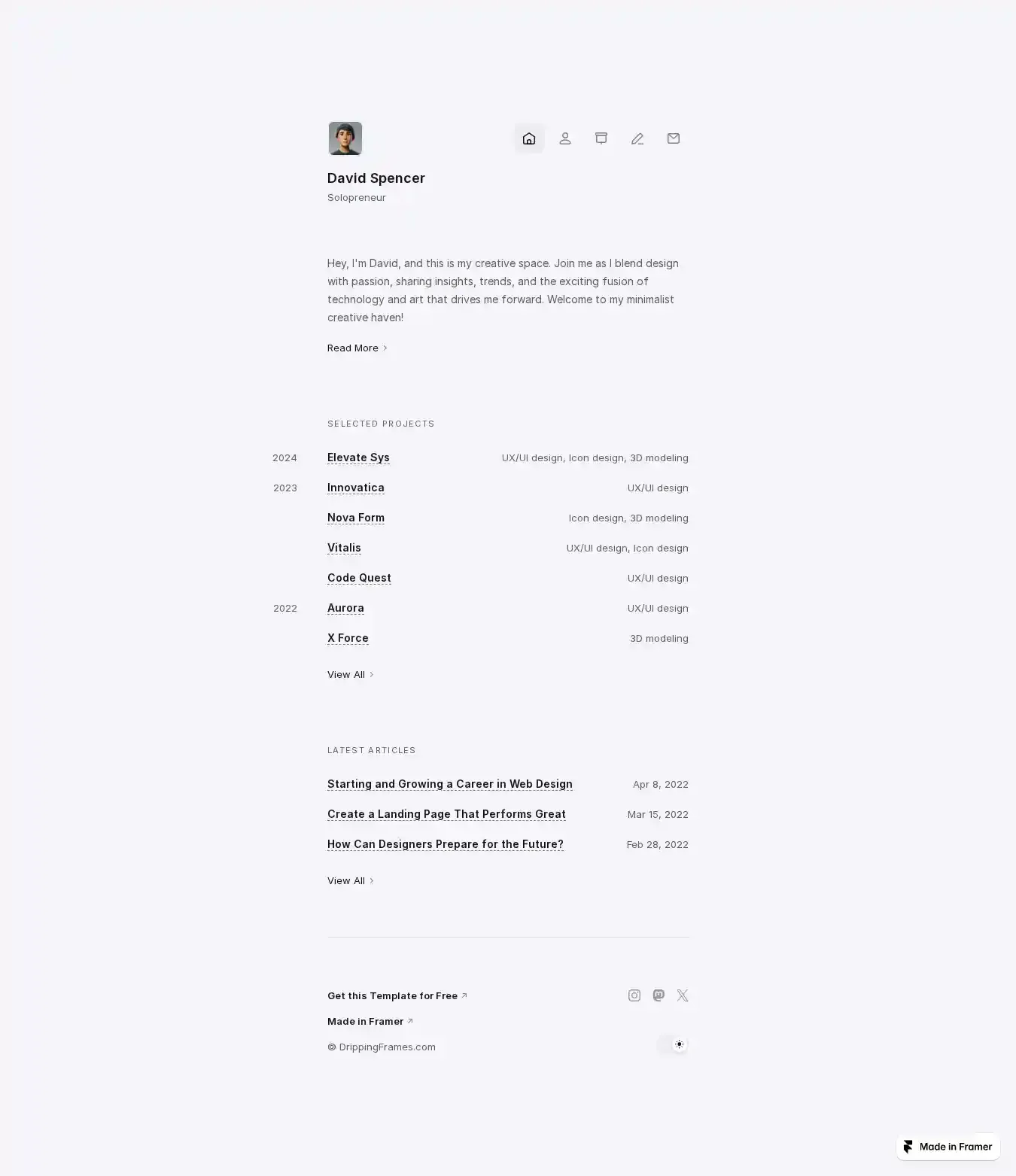Wee home page on desktop
