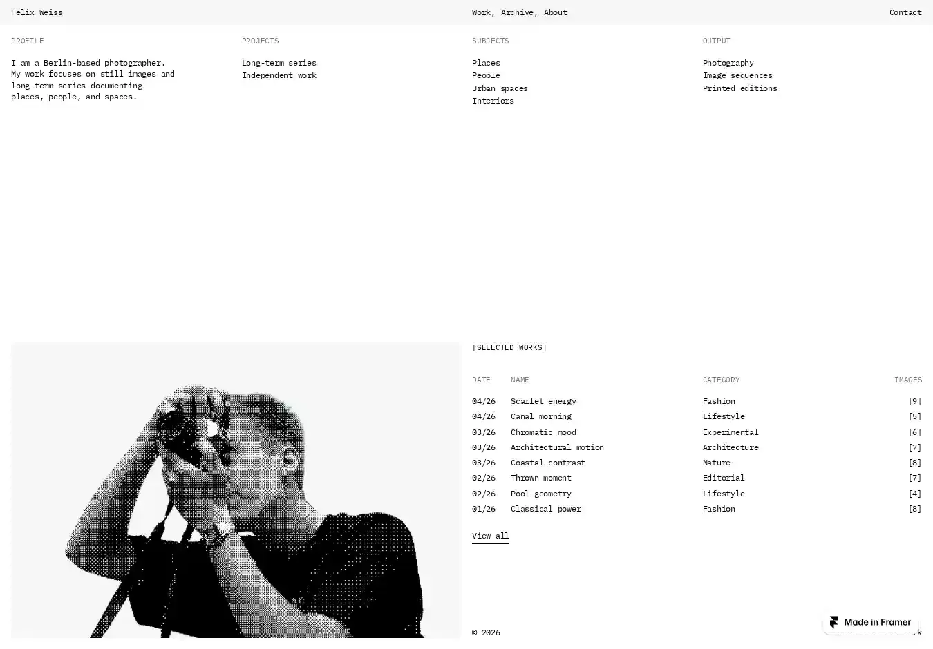 Weiss home page on desktop