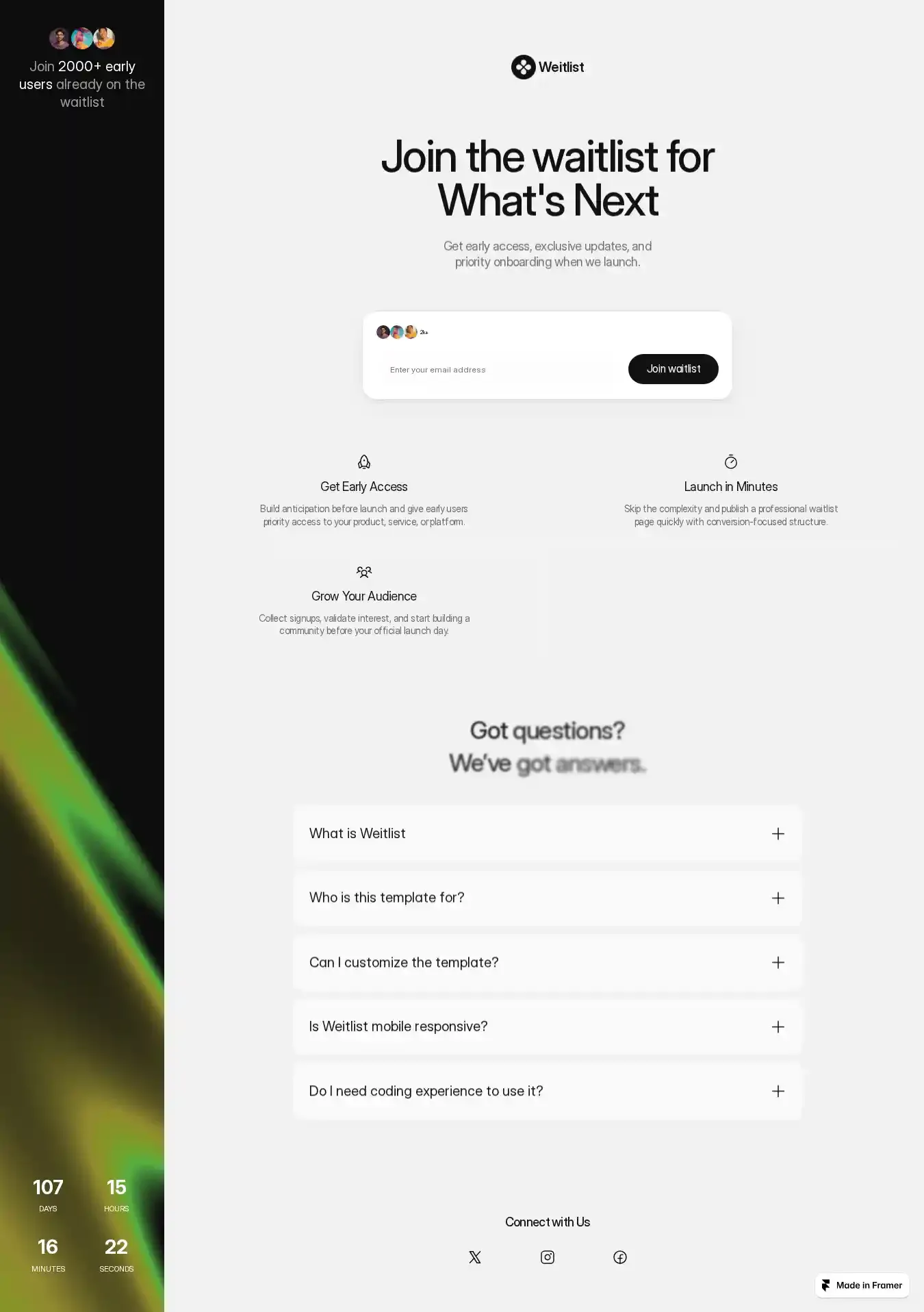 Weitist home page on desktop