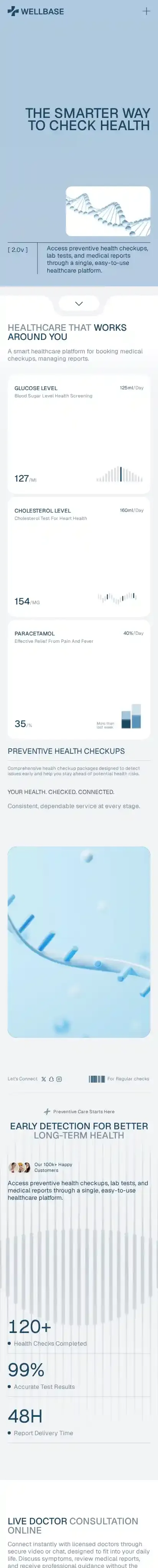 WellBase home page on mobile