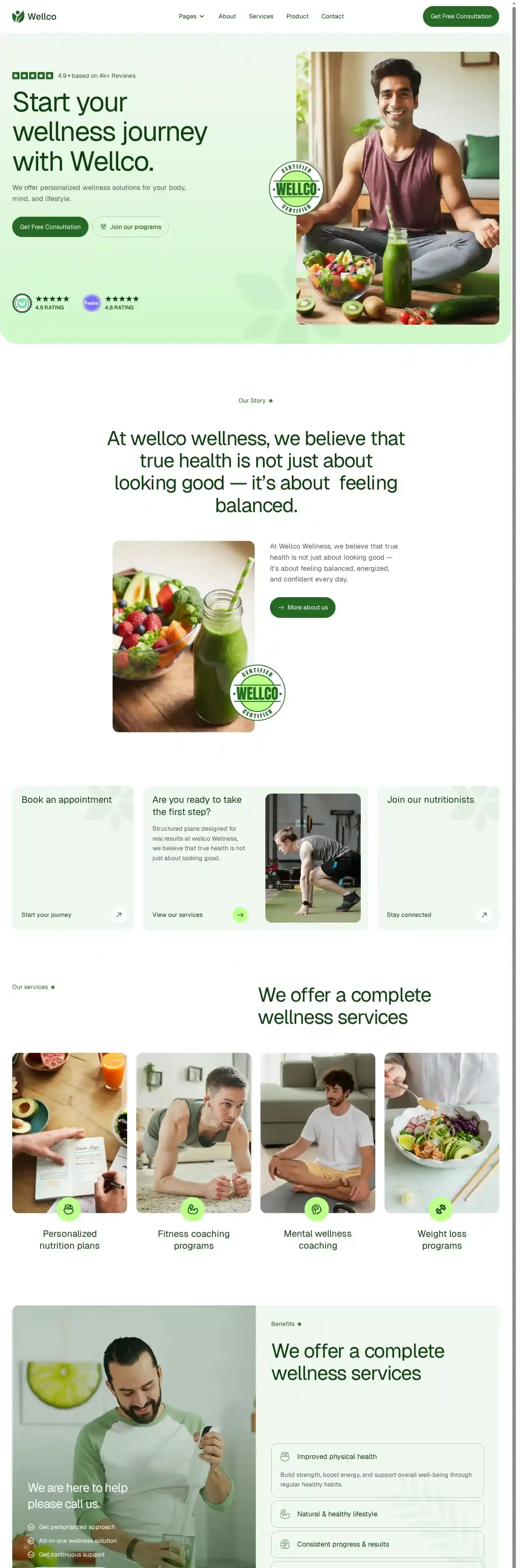 Wellco home page on desktop