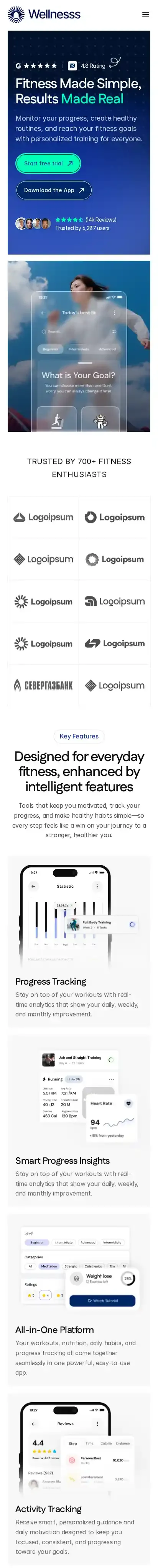 Wellnesss home page on mobile