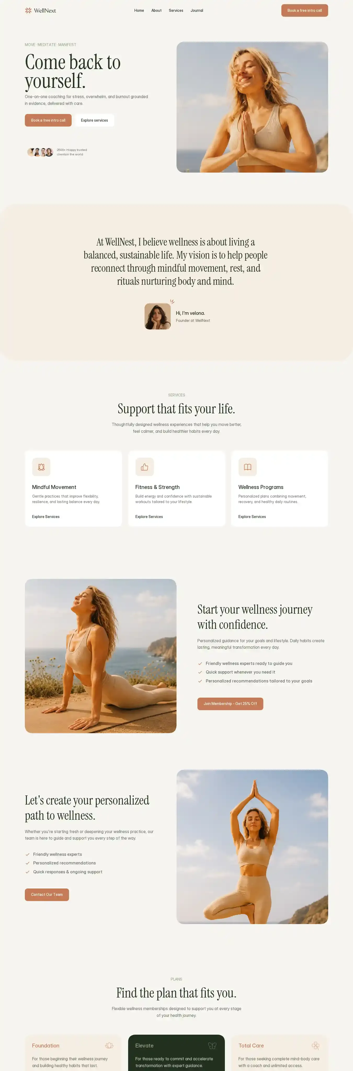WellNext home page on desktop