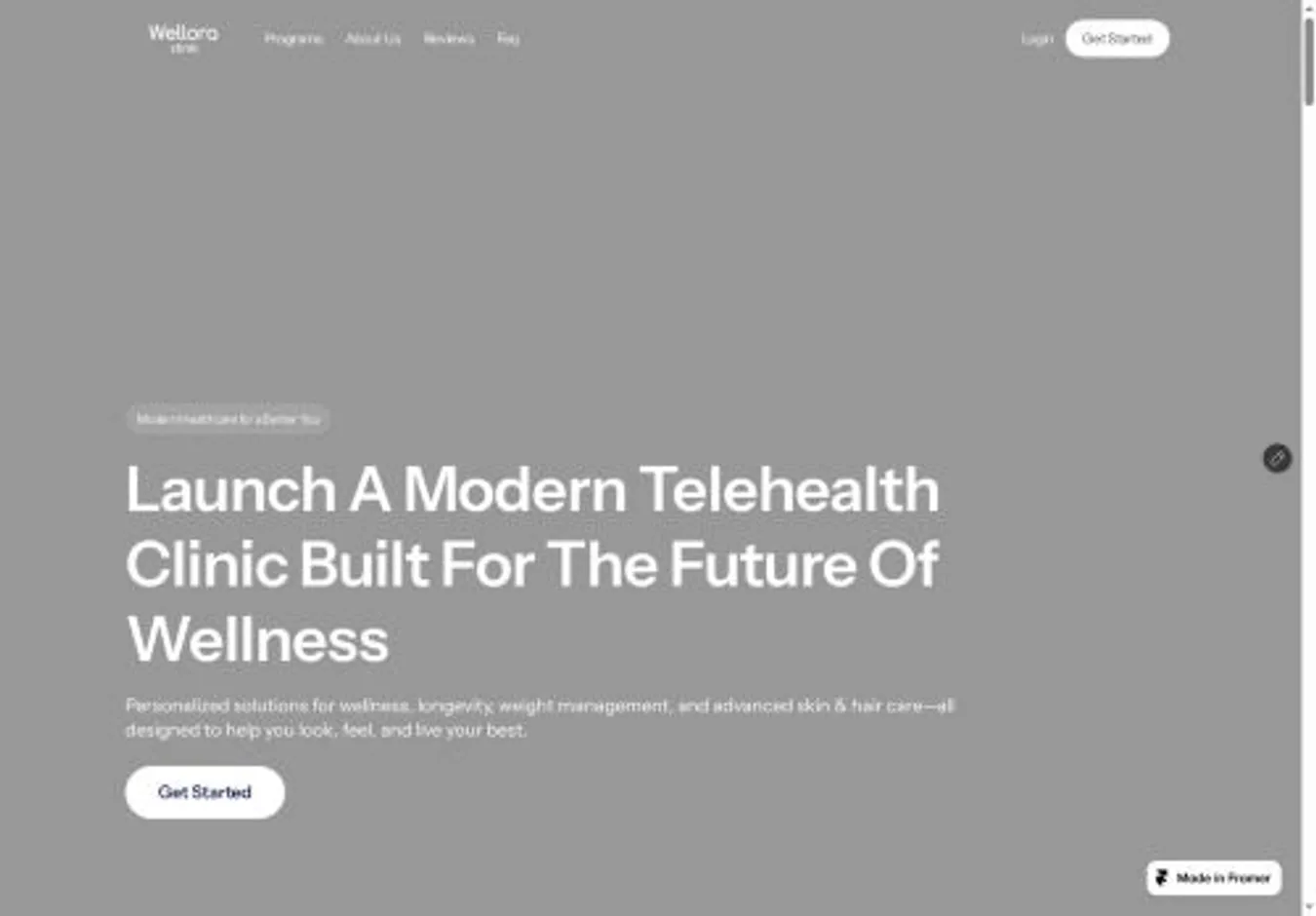 WelloraCare home page on desktop